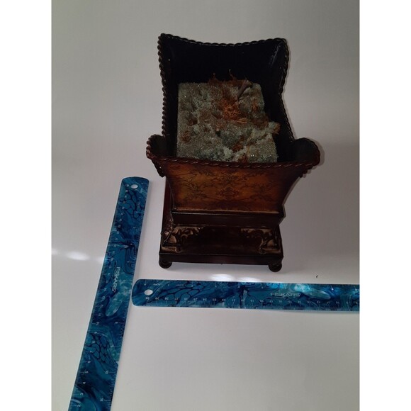 Footed Metal Decorative Planter – Rustic Farmhouse Style - Picture 7 of 8